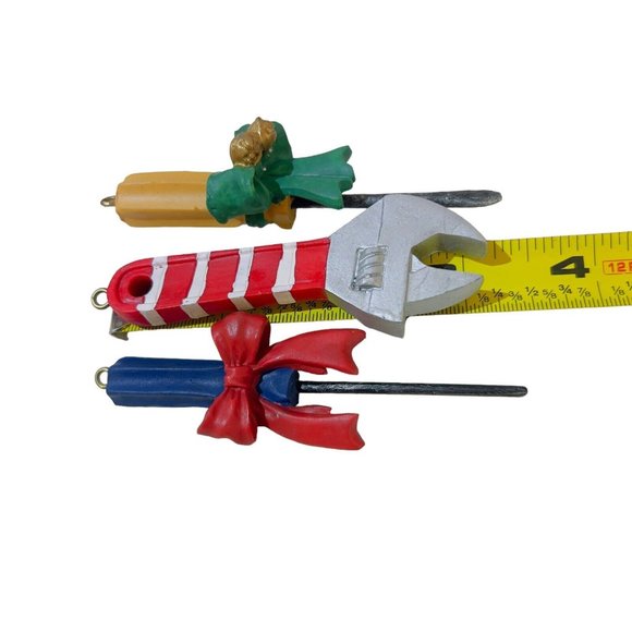 VTG Christmas Tree Mini Tools Ornaments 6 pc set Hammer Screwdriver Drill Wrench - Picture 8 of 9